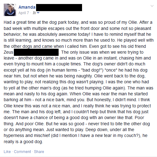 Ollie - Last Facebook Post